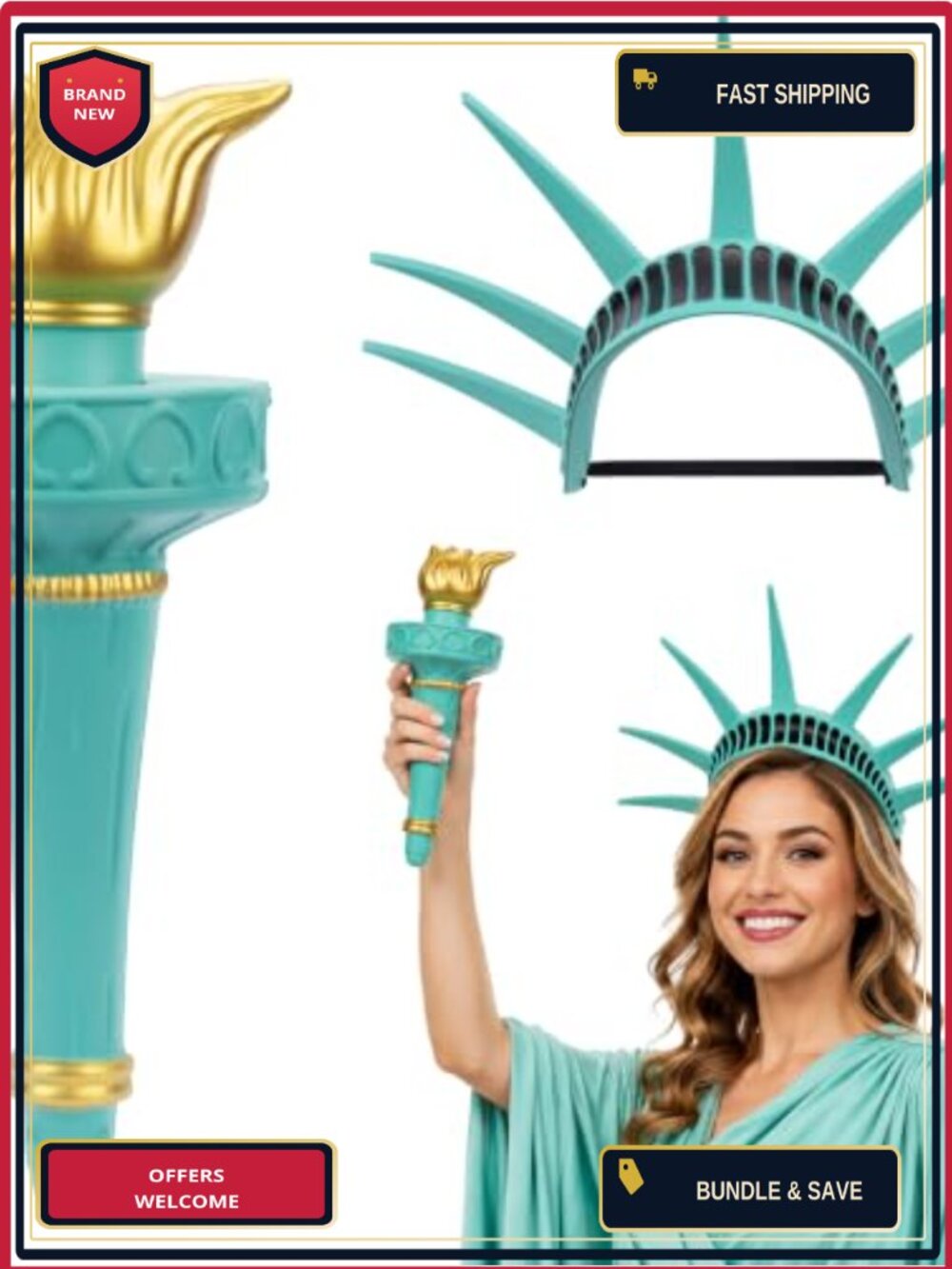 Statue of Liberty Costume Accessory Set Crown Torch Cosplay